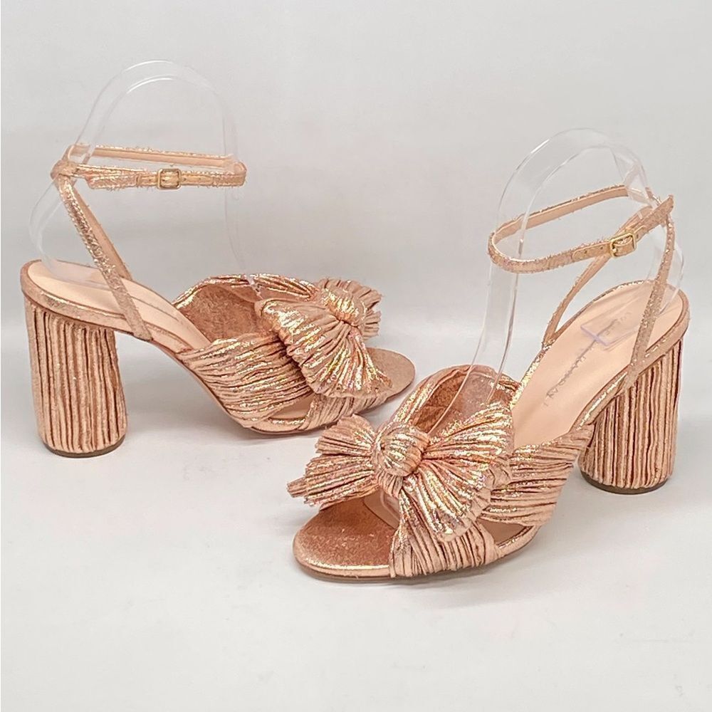 Loeffler Randall  Camellia Rose Pleated Bow Heel Sandals size 7